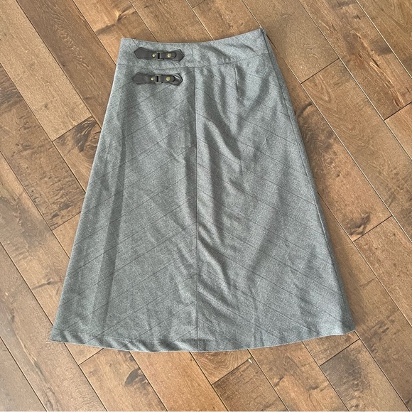 Grey Maxi Skirt with Brown Buckles - Picture 1 of 3
